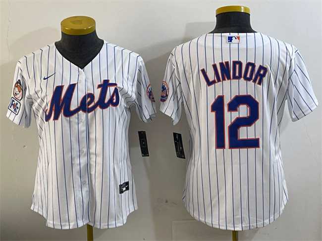 Womens New York Mets #12 Francisco Lindor White 2025 Spring Training Cool Base Stitched Jersey